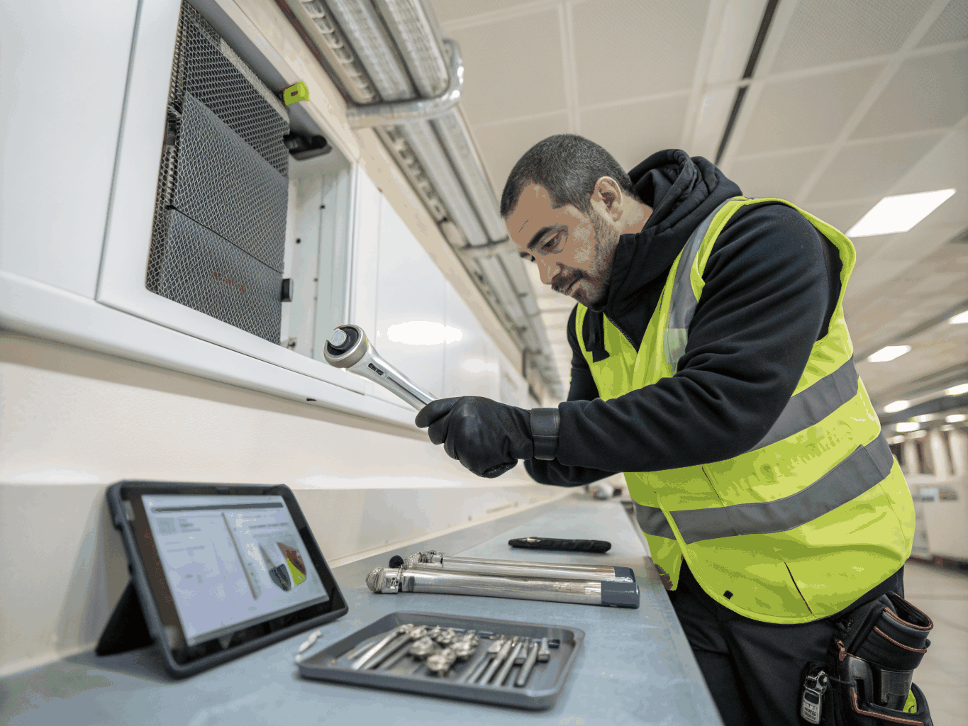 Skilled craftsman performing preventative maintenance repairs