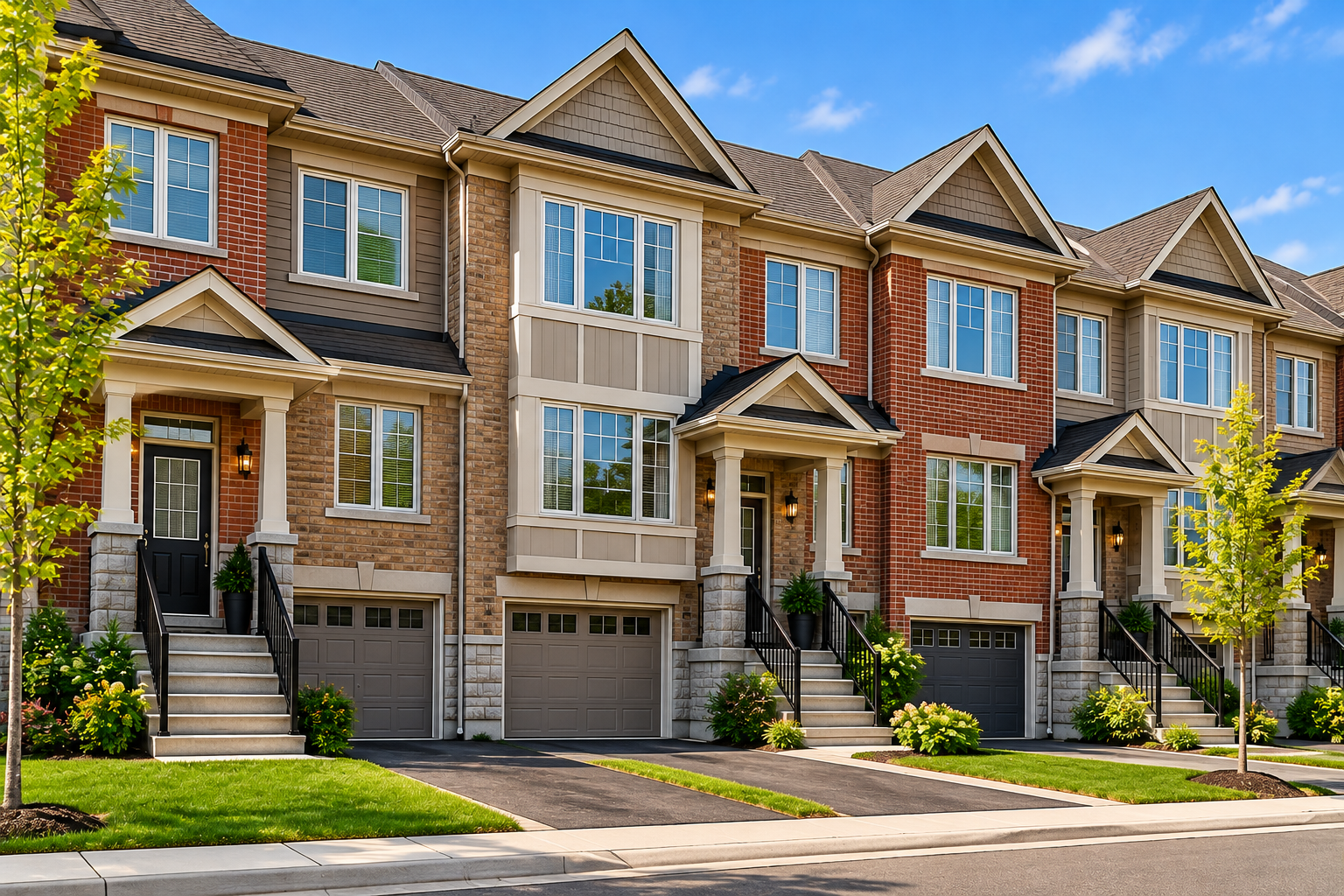 Modern suburban townhouse row